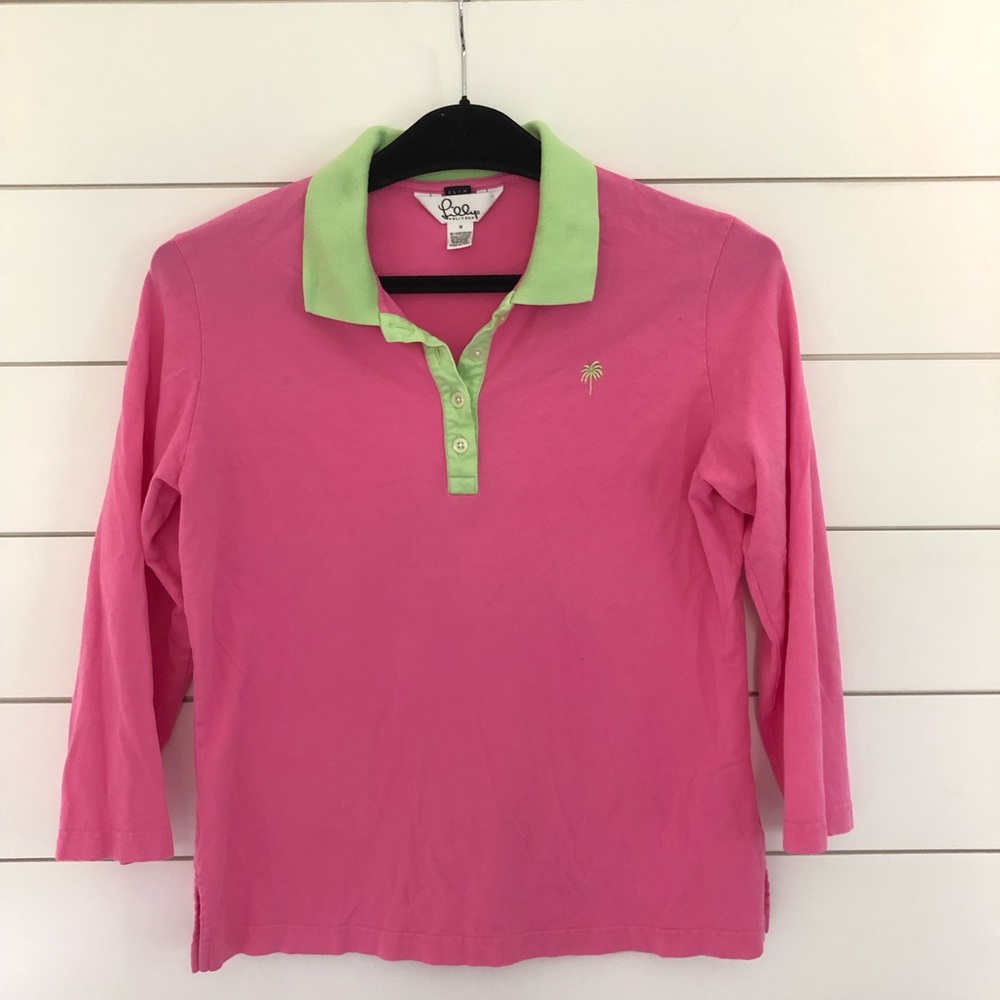 Lilly Pulitzer Long Sleeve Polo Shirt Pink
